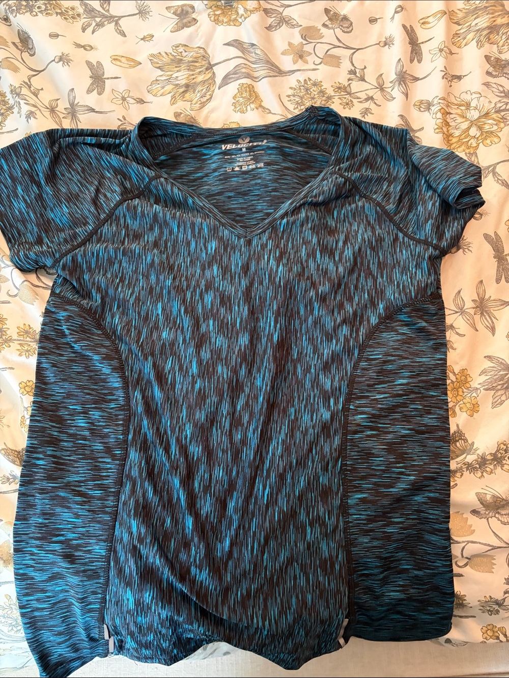 Velocity Sport Blue Space-Dye V-Neck Active Top